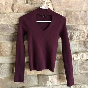 Kendall and Kylie maroon cut out turtle neck